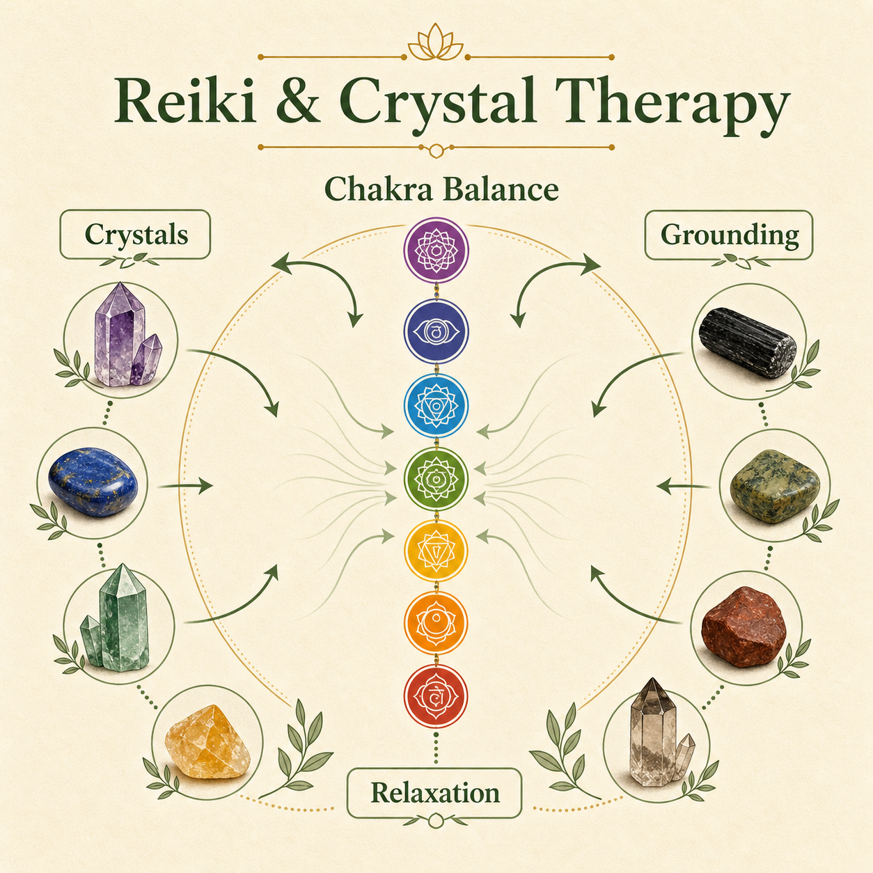 Crystal and chakra mapping — which crystals align with each energy centre