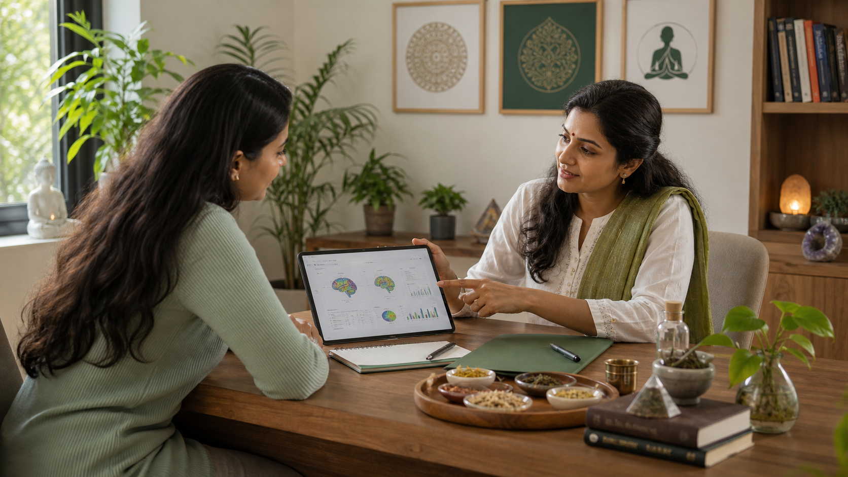 Holistic wellness consultation with brain mapping and natural therapy guidance at akashganga healing and research center