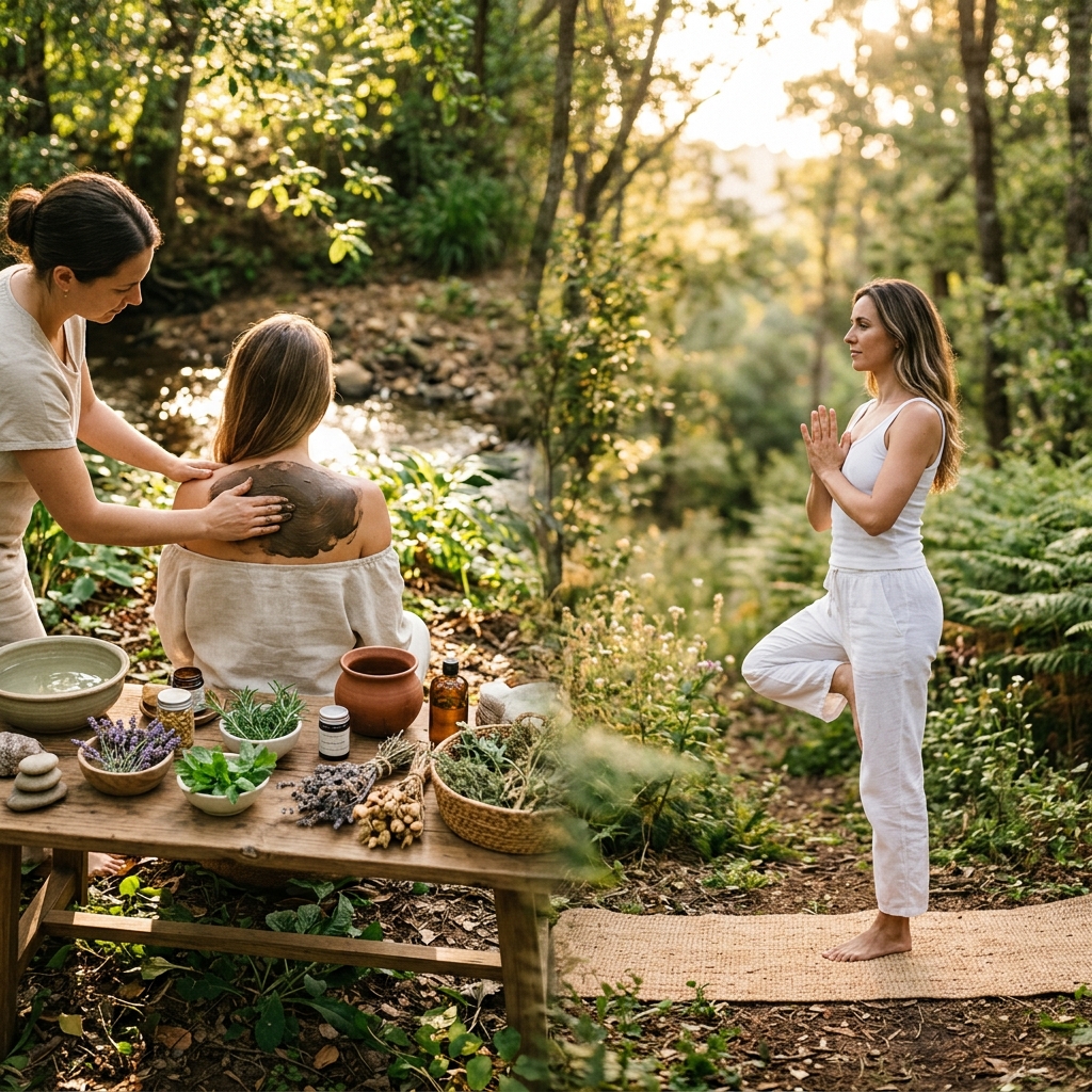 Naturopathy and yoga session with natural light
